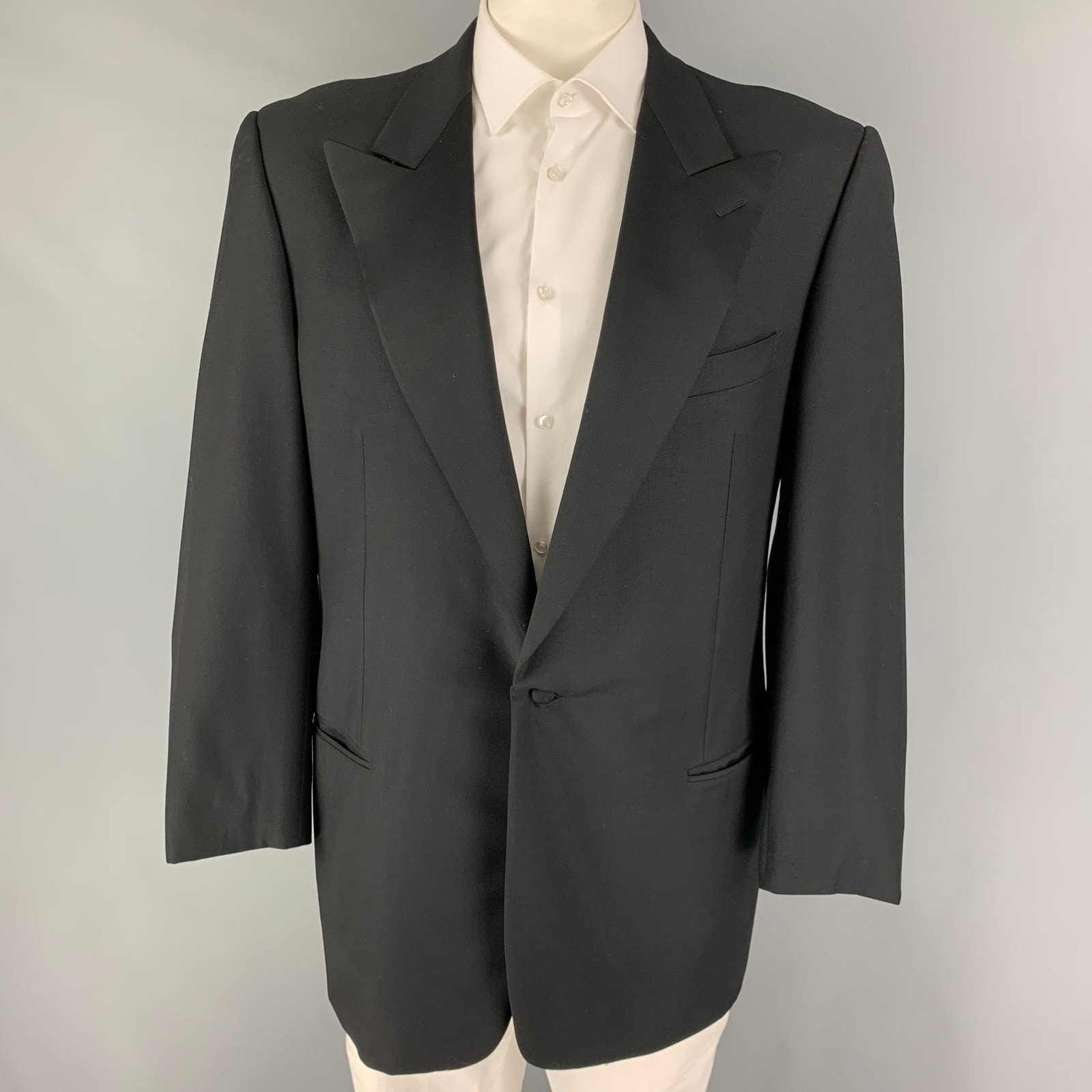 Ermenegildo Zegna Size 46 Black Wool Tuxedo Sport Coat